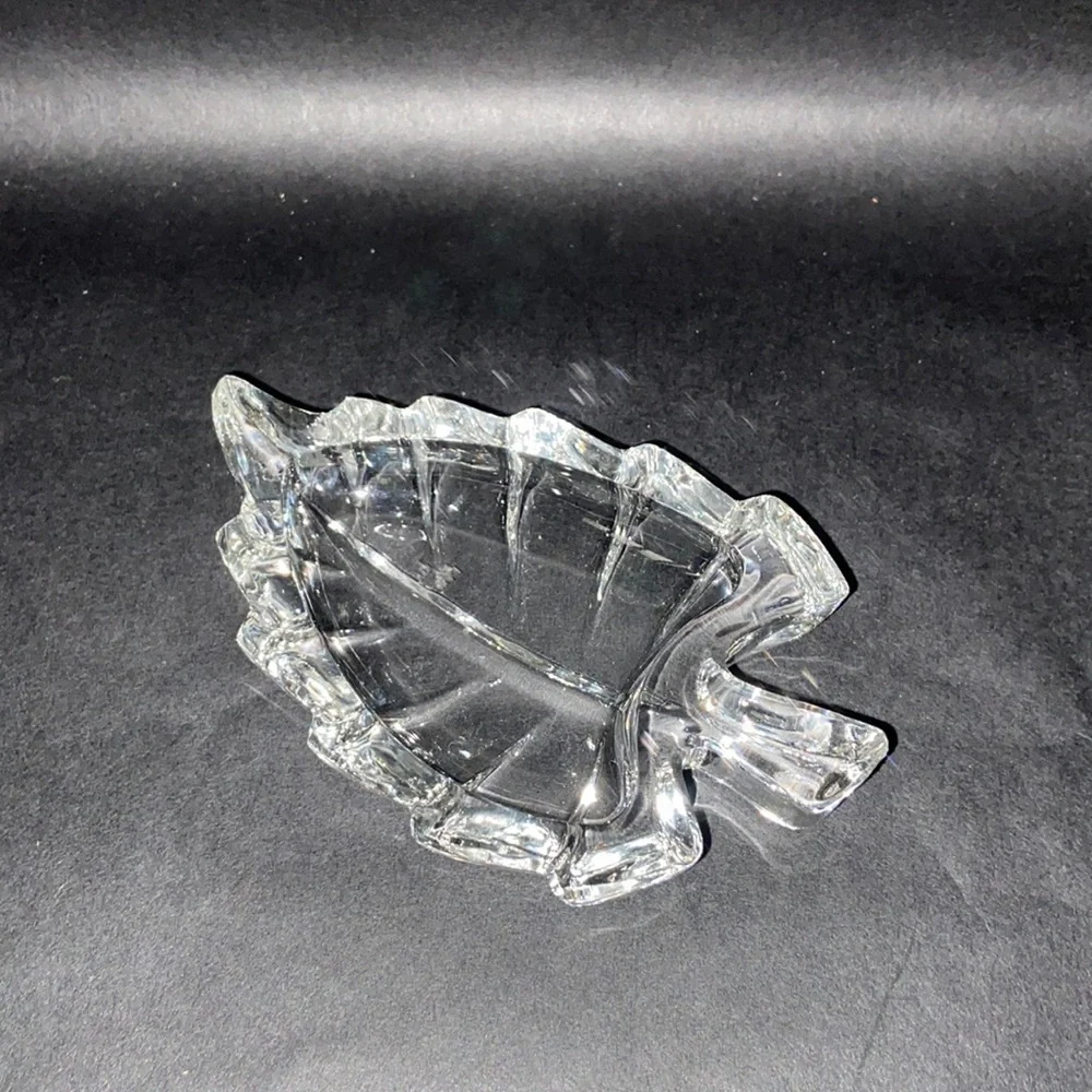 Crystal Leaf Jewelry Trinket Dish